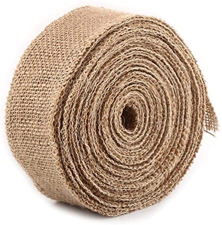 Burlap Jute Ribbon, Wide Natural Jute Burlap Fabric Craft Ribbon Roll, 10 Yards Burlap Ribbon(5CM)