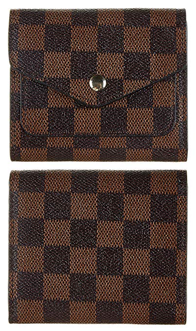 Rita Messi Vegan Leather Small Wallet for Women, RFID Blocking Checkered Women's Credit Card Holder Mini Bifold Pocket Purse(01 Victoria)