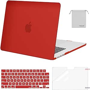 MOSISO Compatible with MacBook Air 15 inch Case 2023 2024 Release M3 A3114 M2 A2941 with Liquid Retina Display&Touch ID, Plastic Hard Shell&Keyboard Cover&Screen Protector&Storage Bag, Red