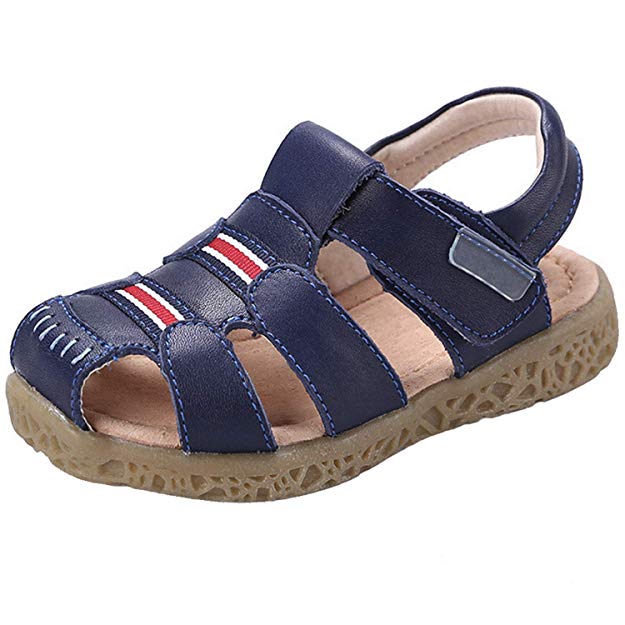 GAXmi Toddler Sandals for Boys Girls Little Kid Baby Closed Leather Fisherman Shoes