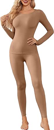 Ekouaer Womens Thermal Underwear Sets Long Johns Long Sleeve Base Layer Pajama Top and Leggings Set Cold Weather S-XXL