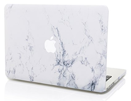 KEC MacBook Pro Retina 13 Inch Case (2015) Plastic Hard Shell Cover A1502 / A1425 (White Marble)