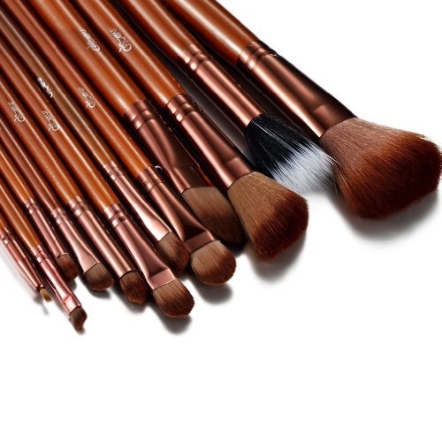Glow Tan 12 Pc Professional Makeup Brushes Set with Crocodile Leather Design Case