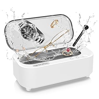 Ultrasonic Jewelry Cleaner, 48000Hz Portable Household Professional Jewelry Cleaner Machine for All Jewelry with 2 Timer for Gold, Silver, Eyeglasses, Watches, Rings, Denture Clean