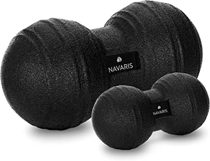 Navaris 2X Peanut Duo Ball - in 2 Sizes Duo Ball Fascia Ball Set - Trigger Point Ball - Fascia Balls - Black