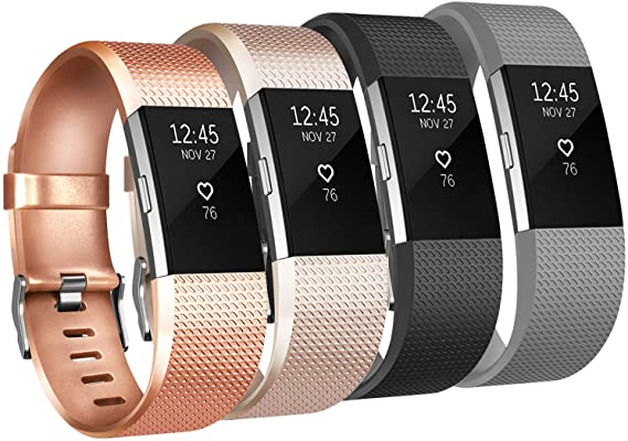 Vancle Replacement Bands Compatible for Fitbit Charge 2 Bands, Soft Silicone Accessory Strap for Fitbit Charge 2 Small Large, No Tracker