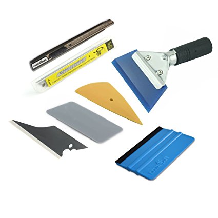 7MO Professional Installation Tool Kit for Auto Car Window Solar Film Trim with Handled Rubber Squeegee,Felt Edge Squeegee 1 Set