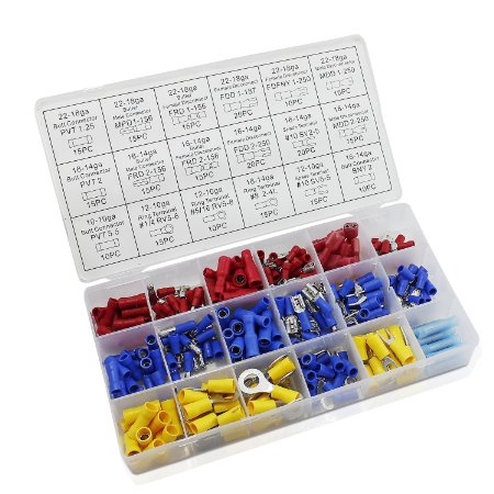 MITE Assorted Insulated Crimp Terminals Spade Kit for Electrical Wiring Connector with Box (260PCS)