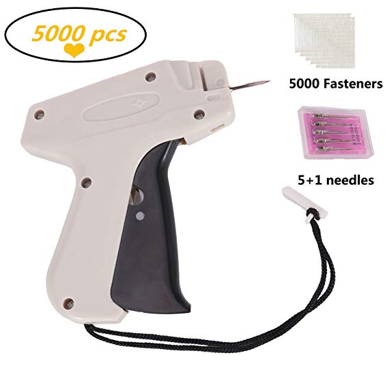 Clothes Tagging Gun with 5000 Barbs Fasteners and 6 Replacement Needles, Standard Clothing Garment Price Label Tagging Tag Gun Perfect for Shops, Retailers, Warehouses and Family Yard Sale