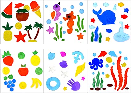 Summer Window Clings for Glass Windows Decor, Spring Gel Window Clings for Kids, Car Window Clings Decals for Glass Doors Refrigerator - 6 Sheets