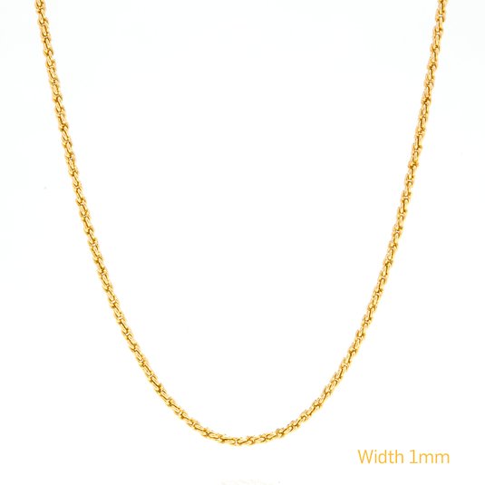 Gold Chain Necklace 24K Plated 1mm USA Made, LIFETIME WARRANTY, 30x Thicker than any overlay, Tarnish Resistant, All Sizes, Great for a Pendant, Men & Women Rope chain with Lobster Clasp by Lifetime Jewelry