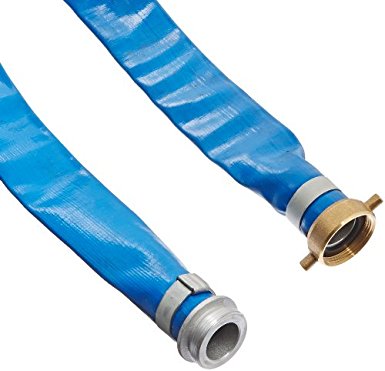 Apache 98138015 1-1/2" x 50' Blue PVC Lay-Flat Discharge Hose with Aluminum Pin Lug Fittings