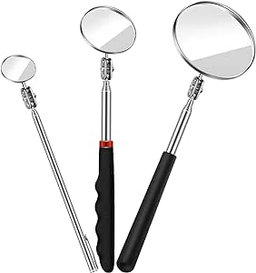 3 Pieces Telescoping Inspection Mirror Round Mirror Inspection Tool for Check The Condition of The Vehicle, Observe The Eyelashes, Mouth and Other Small Parts