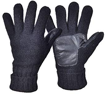 Woogwin Men's Winter Wool Knit Gloves Thick Fleece Lined Warm Non Slip Gloves