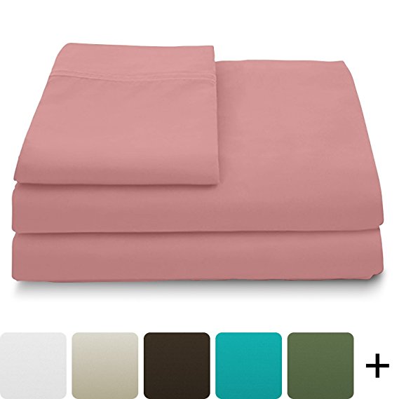 Luxury Bamboo Sheets - 4 Piece Bedding Set - High Blend From Organic Bamboo Fiber - Soft Wrinkle Free Fabric - 1 Fitted Sheet 1 Flat 2 Pillow Cases - Queen Pink