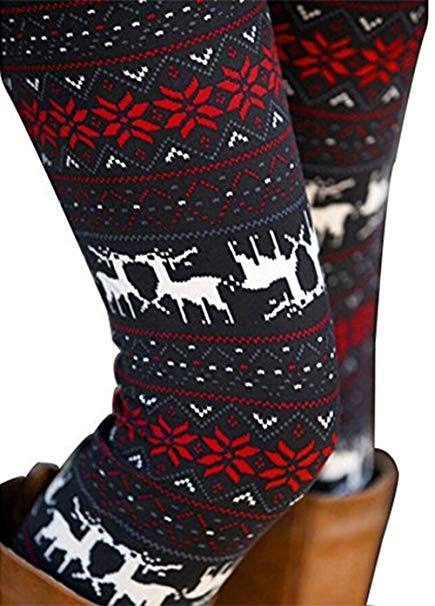 DawnRaid Womens Ultra Soft Brushed Christmas Leggings Pants Ankle Length,XS-3XL