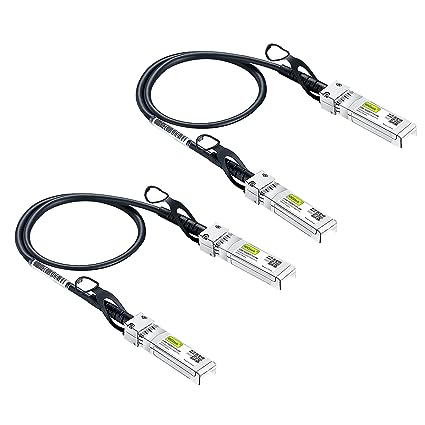 10Gtek# [2-Pack 10G SFP  DAC Cable - 10GBASE-CU Passive Direct Attach Copper Twinax SFP Cable for Cisco SFP-H10GB-CU0.3M, Meraki MA-CBL-TA-0.3M, Fortinet, Ubiquiti UniFi, D-Link, 0.3-Meter(1ft)