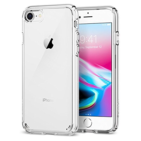 iPhone 7 Case, iPhone 8 Case Spigen® [Ultra Hybrid] [2nd Gen] iPhone 7 Case Cover No yellowing effect, Reinforced Camera Protection and Air Cushion Technology [Clear back panel]   [TPU bumper] for iPhone 7 (2016/2017) / iPhone 8 (2017) - (042CS20927) - Crystal Clear