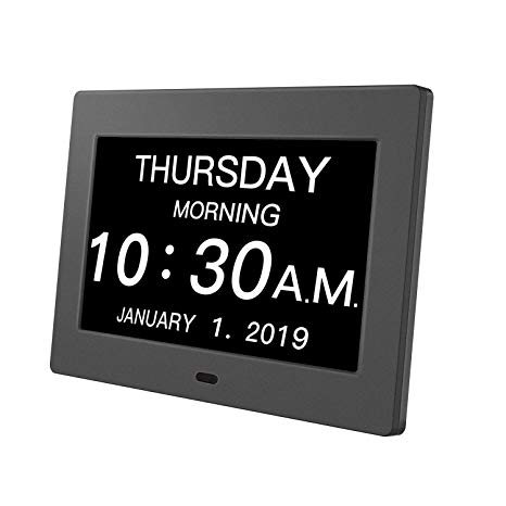 Day Clock Premium Digital Alarm Clock with Extra Large LCD Screen,Electronic Wall Clock & 5 Alarm Options，Perfect for Seniors