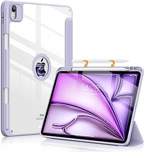 Soke for iPad Air 11 Inch Case 2024 & iPad Air Case (5th/4th Generation, 2022/2020) with Pencil Holder-Auto Sleep/Wake   Camera Protection, Shockproof Back Cover for iPad Air 10.9 Inch,Gray Purple