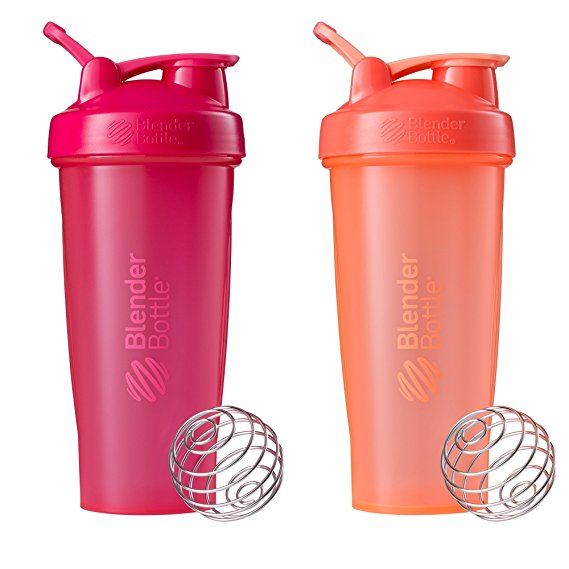 Blender Bottle Classic Loop Top Shaker Bottle, All Pink and Coral, 28-Ounce 2-Pack