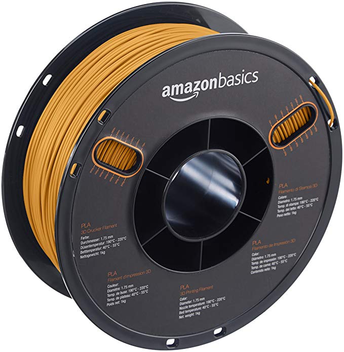 AmazonBasics PLA 3D Printer Filament, 1.75mm, Gold, 1 kg Spool