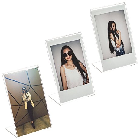 CAIUL Compatible L Model Clear Acrylic Photo Frame for Fujifilm Instax Mini 8 8  9 70 7s 90 25 26 50s, Instax SP-2, Polaroid PIC-300 Z2300 Film, 3 pcs