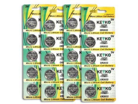 CR2032 3V Micro Lithium Coin Lithium Cell Battery 2032. Genuine KEYKO ® - 20 pcs Pack (4 Blisters)