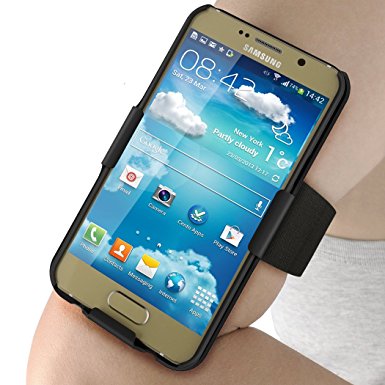 Galaxy Note 5 Armband, FRiEQ Armband for Samsung Galaxy Note 5 - Lightweight and Fully Adjustable - Ideal for Workout, Hiking, Jogging, Gym, Running or Other Sports（Black）