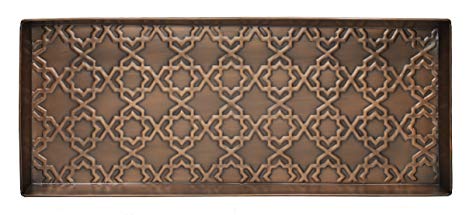HF by LT Tile Pattern Metal Boot Tray, 30" x 13", Antique Copper Finish
