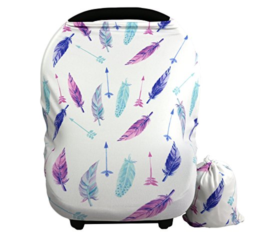Baby Car Seat Cover canopy nursing and breastfeeding cover (feather&arrows)