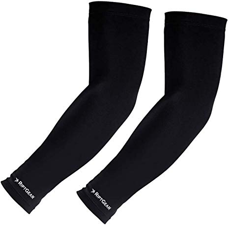 RiptGear Compression Arm Sleeves for Men and Women (Pair) - Provides Full Arm Compression - Elbow Brace for Arthritis, Lymphedema, Basketball, Football, Tennis, Cycling - Upper Arm Sleeve (Large)