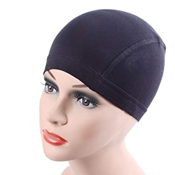 Bamboo fiber wig cap comfortable elastic wig cap wearing under wigs(Black)