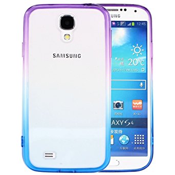 S4 Case, Samsung S4 Case,Galaxy S4 Case ,BAISRKE Purple and Blue Gradient TPU Soft Edge Bumper Case Rubber Silicone Skin Cover for Samsung Galaxy S4 I9500 I9505
