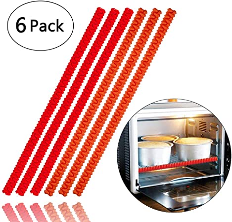 Oven Rack Shields - 6 Pack Heat Resistant Silicone Oven Rack Cover 14 inches Long Oven Rack Edge Protector, Protect Against Burns and Scars