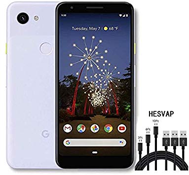 Google - Pixel 3a Unlocked Android with 64GB Memory Cell Phone Unlimited Cloud Storage G020g (Purple-ish) W/ 39.99 Hesvap 3 Charging Cables