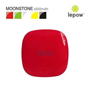 Lepow Moonstone External Battery Pack, Portable Battery Charger and Travel Charger 6000 mAh - Compatible with Apple iPhone 6 Plus, 6, 5, Apple iPad, Samsung S6, S5, and Other Devices (Rose Red)