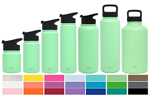 Simple Modern Summit Water Bottle   Extra Lid - Wide Mouth Vacuum Insulated 18/8 Stainless Steel Powder Coated - 8 Sizes, 24 Colors