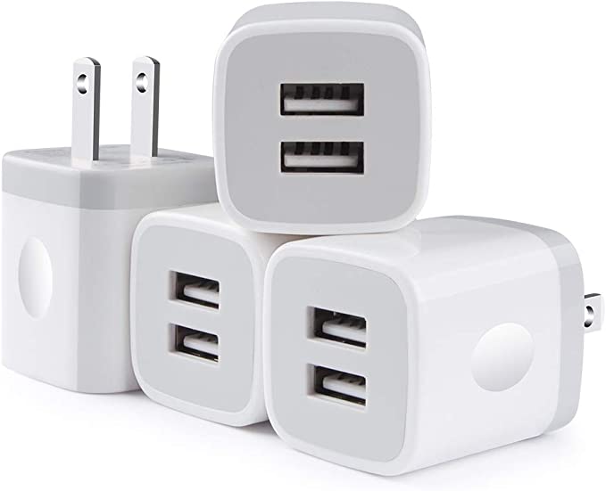 Wall Charger 4Pack, iPhone Charging Block USB Charger Cube Power Brick Plug in US Outlet Box for iPhone 13 12 11 Pro Max XR XS X 8 7 6s SE iPad Samsung Moto G Stylus G9 G8 Power G7 Play One Ace E5 E6