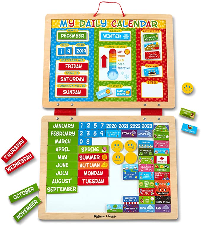 Melissa & Doug My Magnetic Daily Calendar, Seasonal & Religious, Fabric-Hinged Dry-Erase Boards, 30.48 cm H x 40.005 cm W x 2.54 cm L