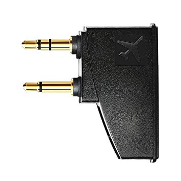 Tranesca Replacement Airplane Headphone Adapter for Bose Quiet Comfort QC15 QC25 QC35 and More Headphones, Golden Plated 3.5mm Jack