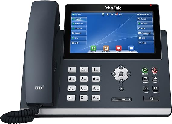 Yealink T48U IP Phone, 16 Lines. 7-Inch Color Touch Screen Display. Dual USB 2.0, Dual-Port Gigabit Ethernet, 802.3af PoE, Power Adapter Not Included (SIP-T48U)