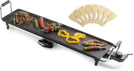 Andrew James Large XL Electric Teppanyaki Barbecue Table Grill Griddle Large 68cm X 23cm Cooking Surface 1800 Watts, Includes 2 Year Warranty And 8 Spatulas