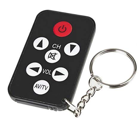 MOSTOP® Remote Mini Black 7 Buttons Universal TV Remote Control and Keychain Newly Released New Mini Type Appearance Universal TV Remote Control Has Power-off Protection Function to Replace Batteries Do Not Need to Reset Mini Portable Easy to Use