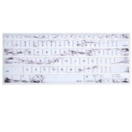 Mosiso - Keyboard Cover Silicone Skin for MacBook Air 13" and MacBook Pro 13" 15" 17" (with or w/out Retina Display) iMac -White Marble Pattern