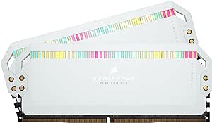 CORSAIR DOMINATOR PLATINUM RGB DDR5 RAM 64GB (2x32GB) 5600MHz CL40 Intel XMP iCUE Compatible Computer Memory - White (CMT64GX5M2B5600C40W)