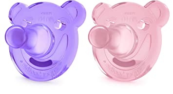 Philips Avent Soothie Pacifier, Pink/Purple, Bear Shape, 2 pack, SCF194/05, 3m