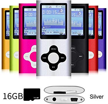 G.G.Martinsen Silver-with-Black Versatile MP3/MP4 Player with a Micro SD Card, Support Photo Viewer, Mini USB Port 1.8 LCD, Digital MP3 Player, MP4 Player, Video/Media/Music Player