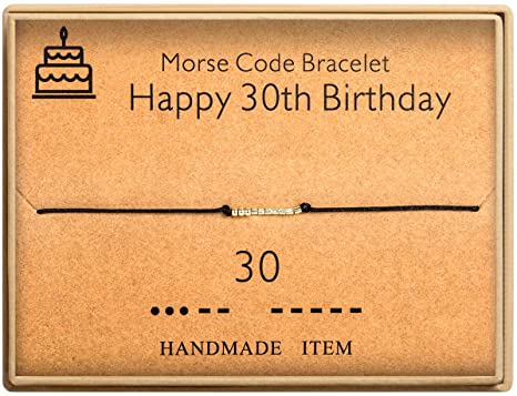 SANNYRA Happy Birthday Gifts for Girls Morse Code Bracelet 14k Gold Plated Beads Bracelet Birthday Jewelry for 12th 13th 14th 15th Sweet 16 17th 18th 19th 20th 21st 25th 30th 40th 50th 60th 70th 80th