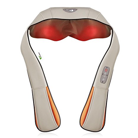 Amzdeal Neck and Shoulder Massager Shiatsu Massager with Adjustable Intensity Heating Timer Function for Home Office Car Use